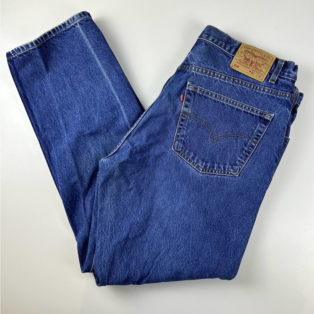 Vintage Levi's 505 Straight‎ Leg Jeans Men W42 L32 Blue Denim Made in Canada